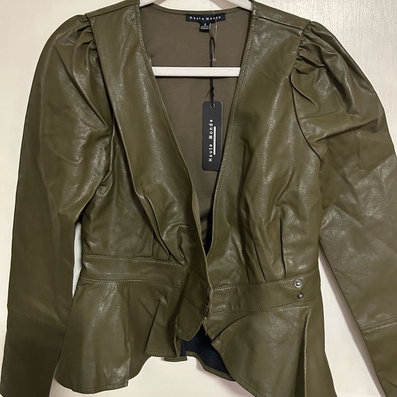 NWT Faux Leather Peplum Jacket - Picture 3 of 4